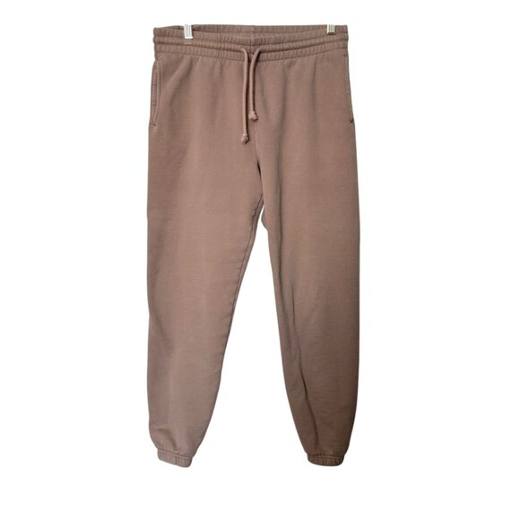 Aritzia TNA Cozy Fleece Perfect Sweatpants Women M Light Brown Comfort Cuffed - Picture 1 of 6